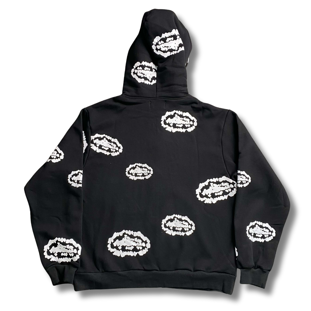 D Tears Hoodie Black w white clouds
