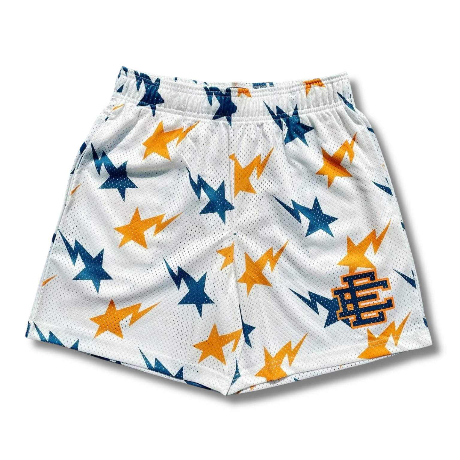 Eric E shorts x Bape Stars orange w blue