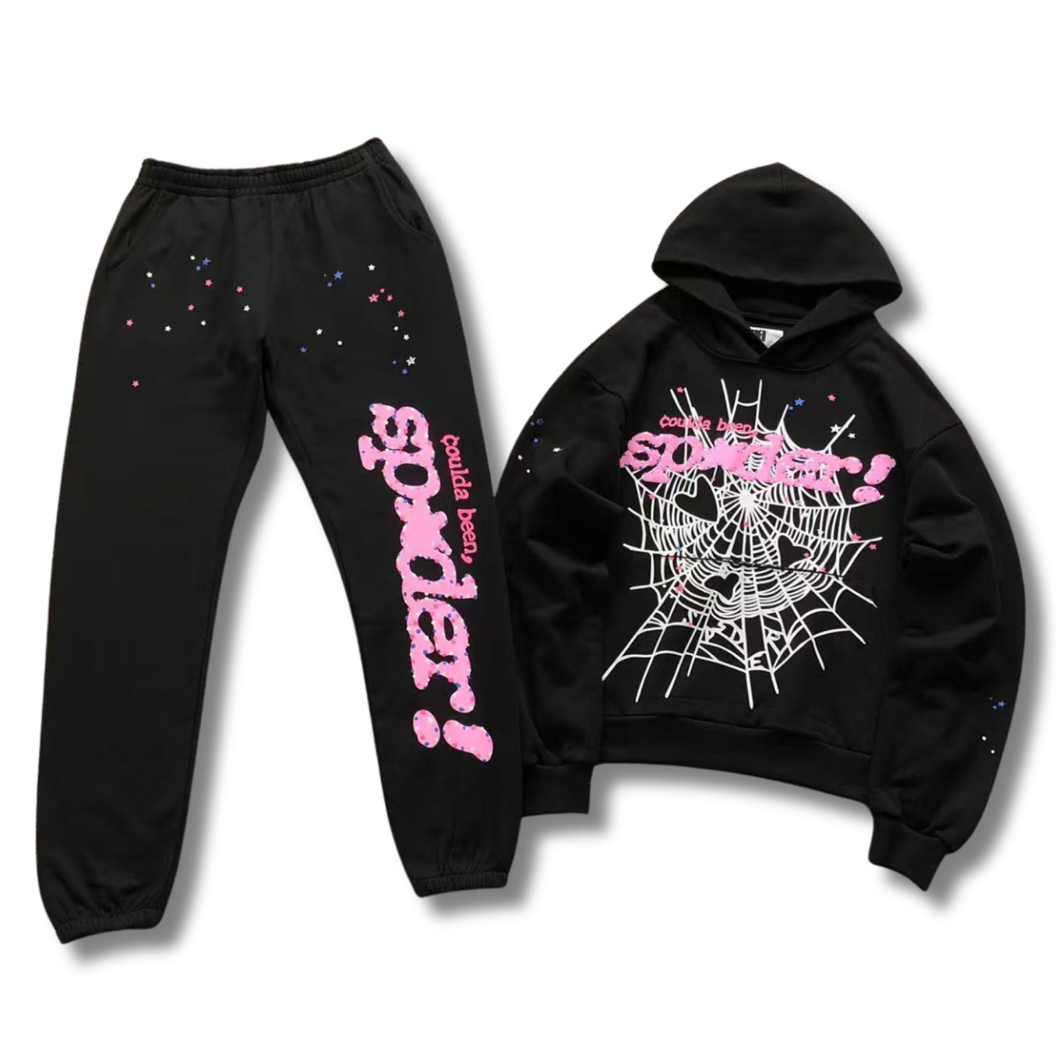 Spider Tracksuit black w pink