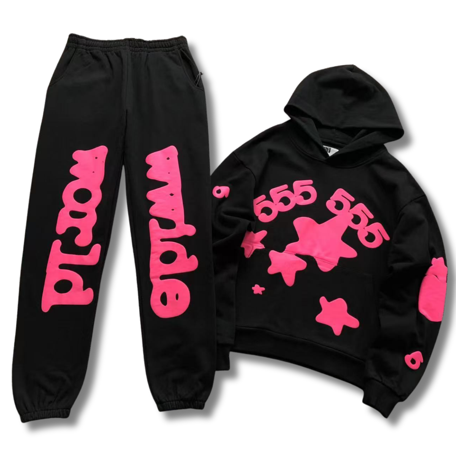 Spider Tracksuit black w hot pink