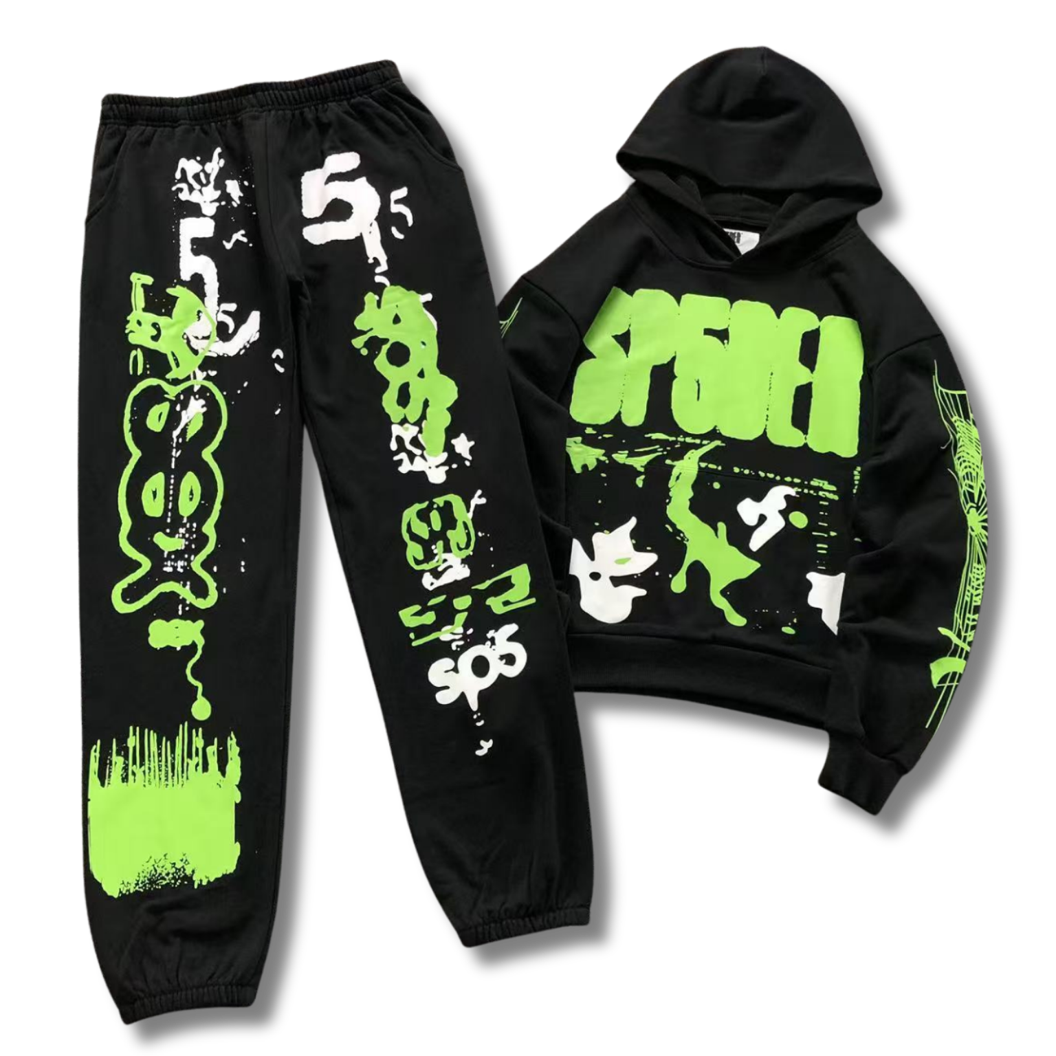 Spider Tracksuit black w green