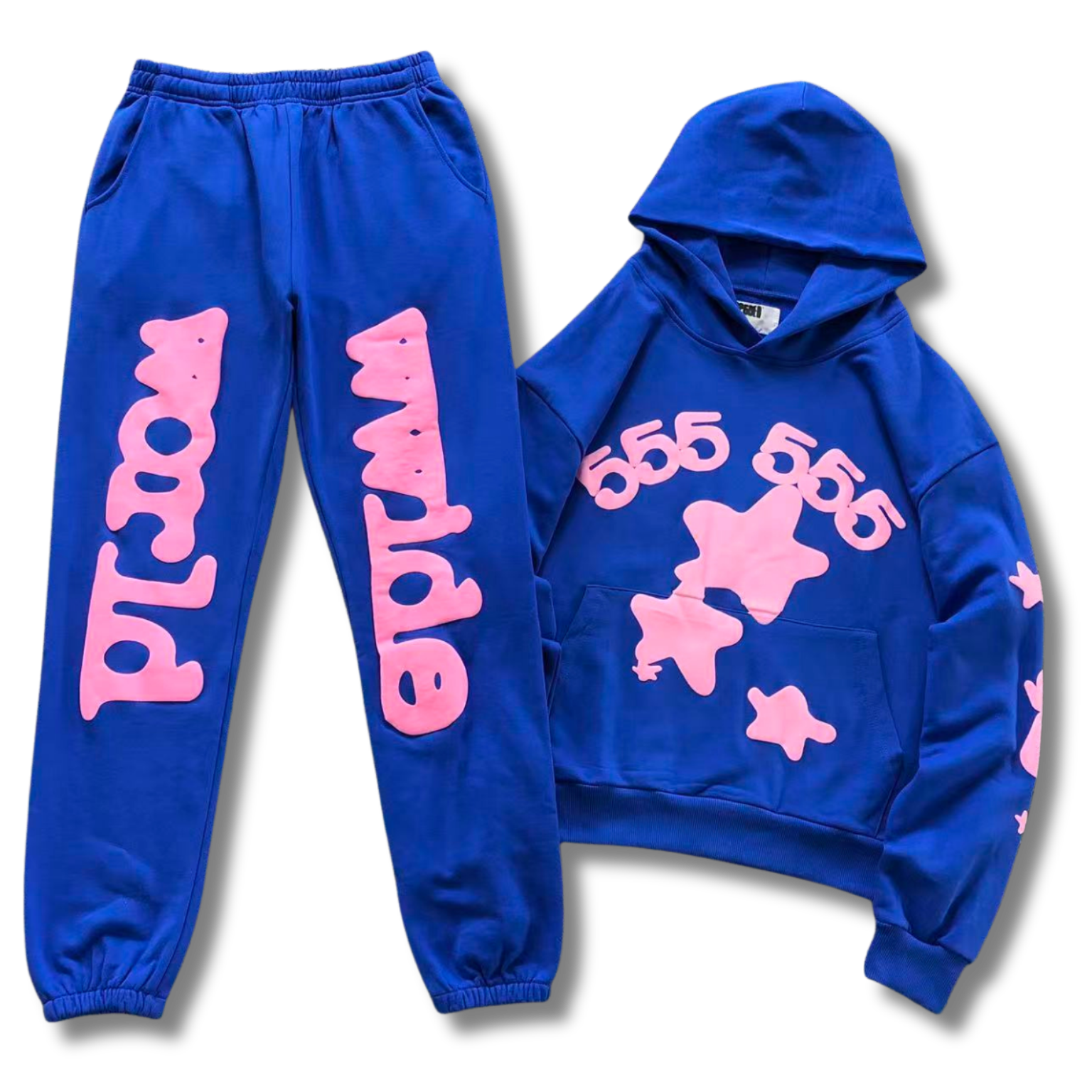 Spider Tracksuit blue w pink