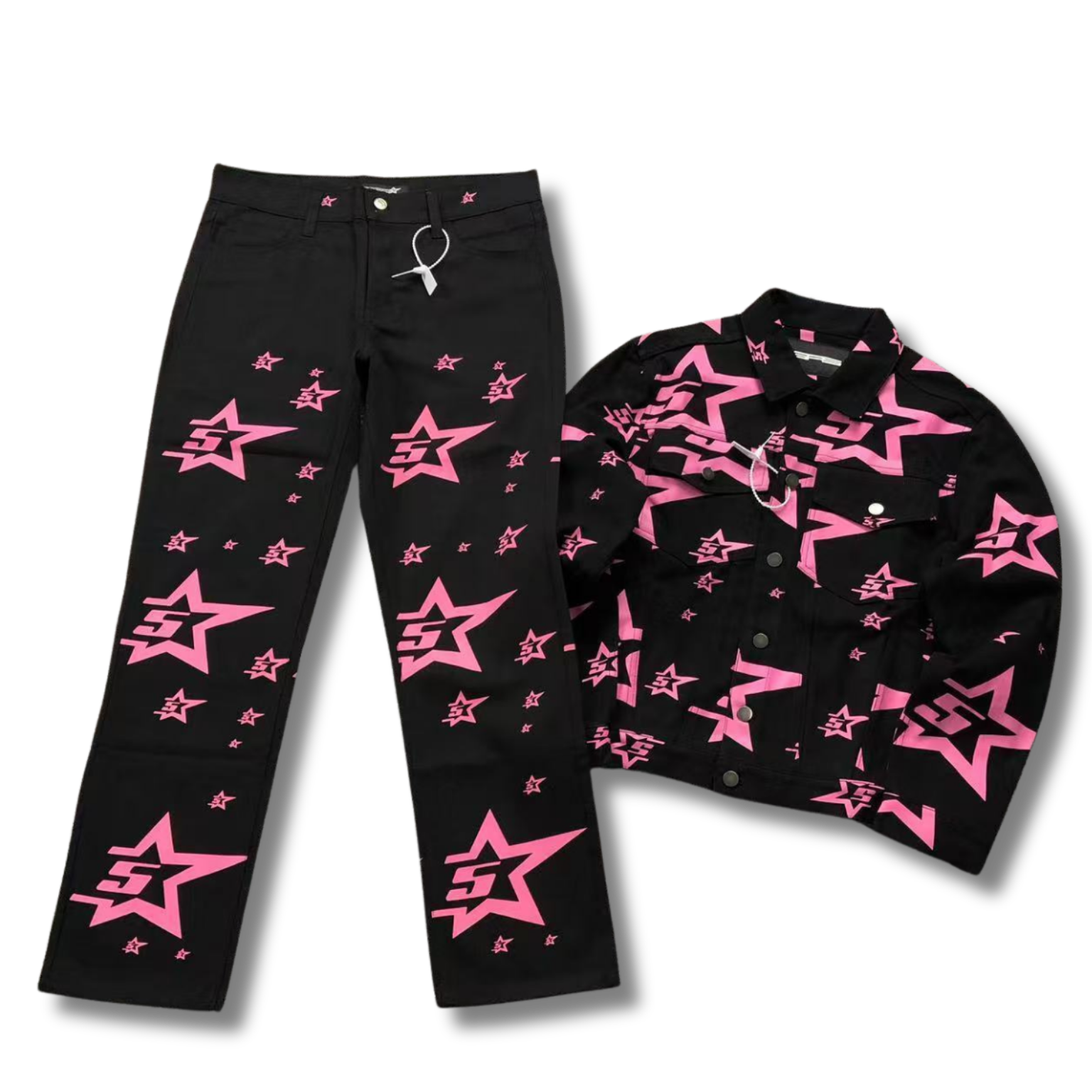 Spider Tracksuit denim black w pink