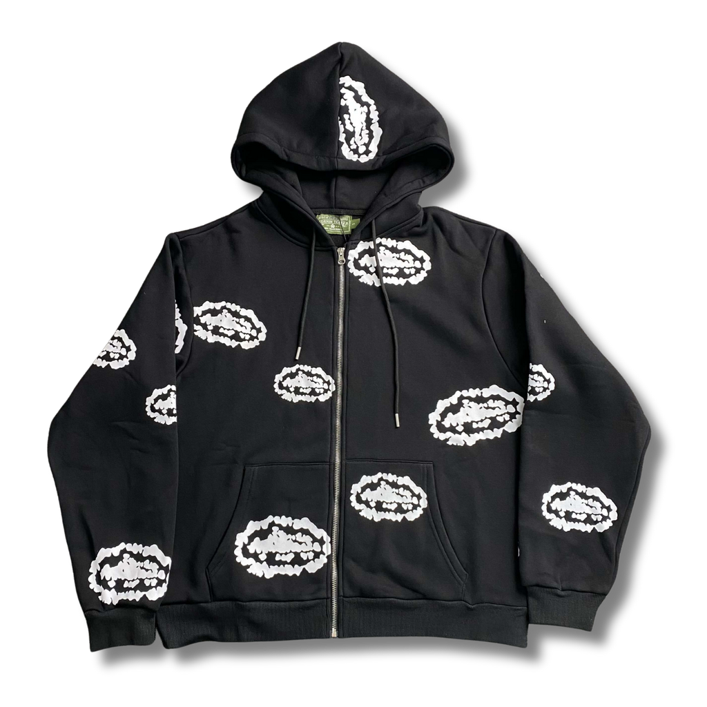D Tears Hoodie Black w white clouds
