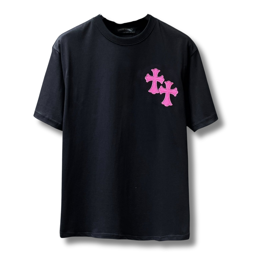 C Hearts T-Shirt pink on black