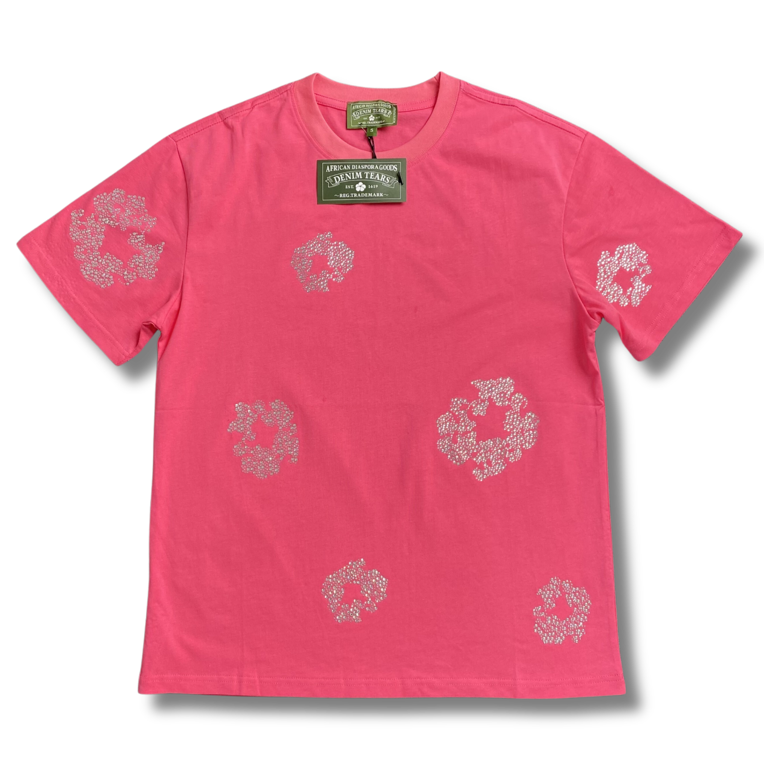 D Tears T Shirt Pink with rhinestones
