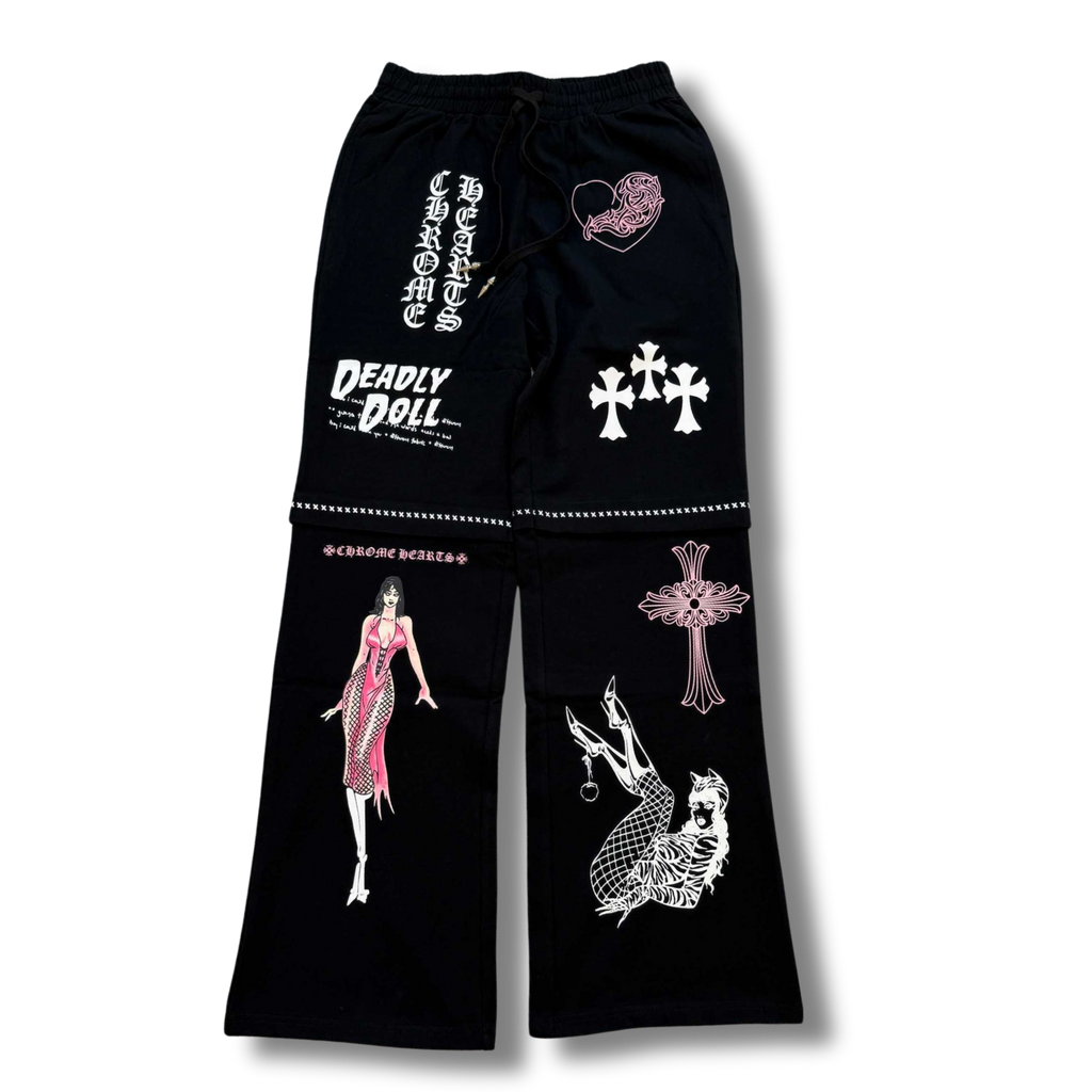 C hearts black sweatpants
