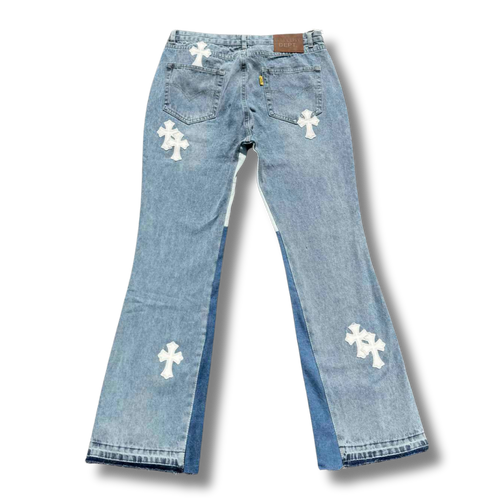 C hearts blue Jeans white cross