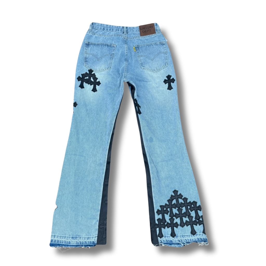 C hearts blue Jeans black cross web
