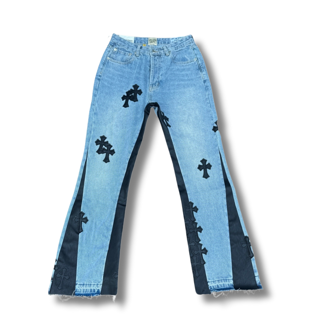 C hearts blue Jeans black cross web