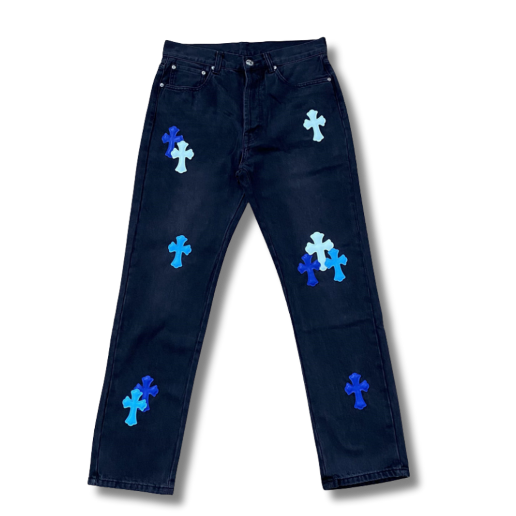 C hearts navy Jeans big cross
