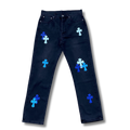 C hearts navy Jeans big cross