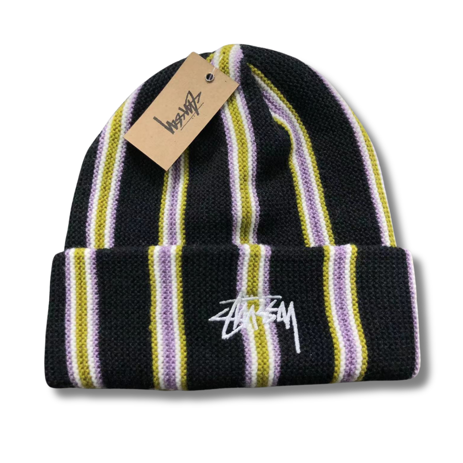Stu Beanie black w stripes