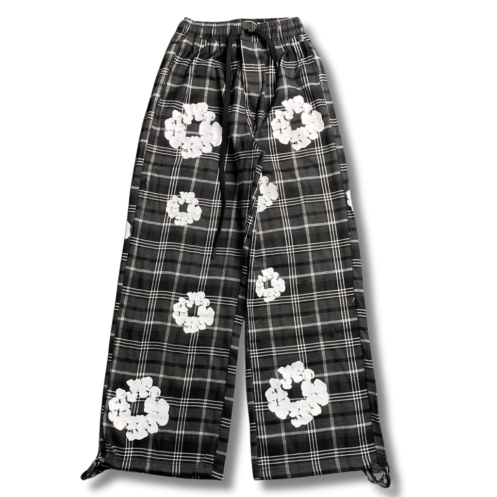 D Tears Pants Chequered gray w black