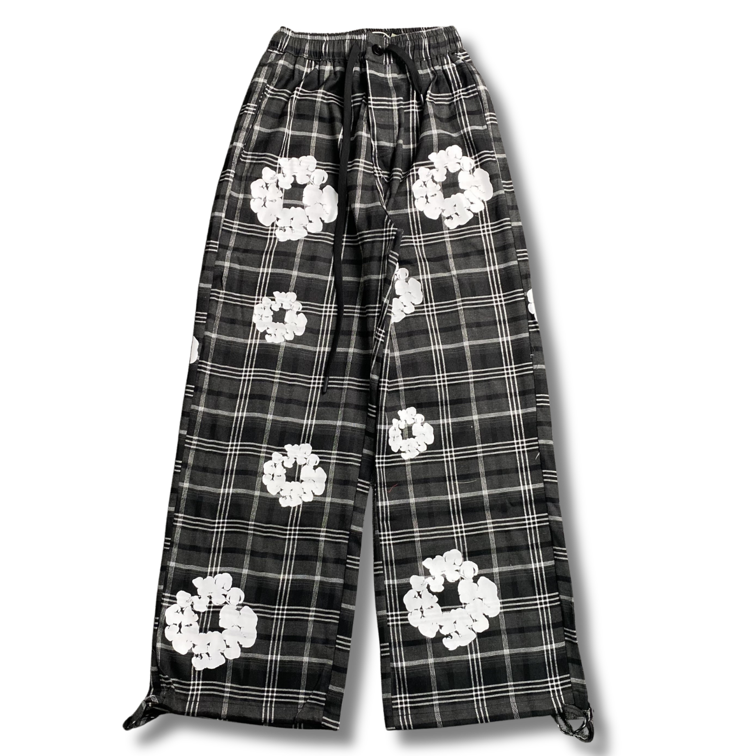 D Tears Pants Chequered gray w black