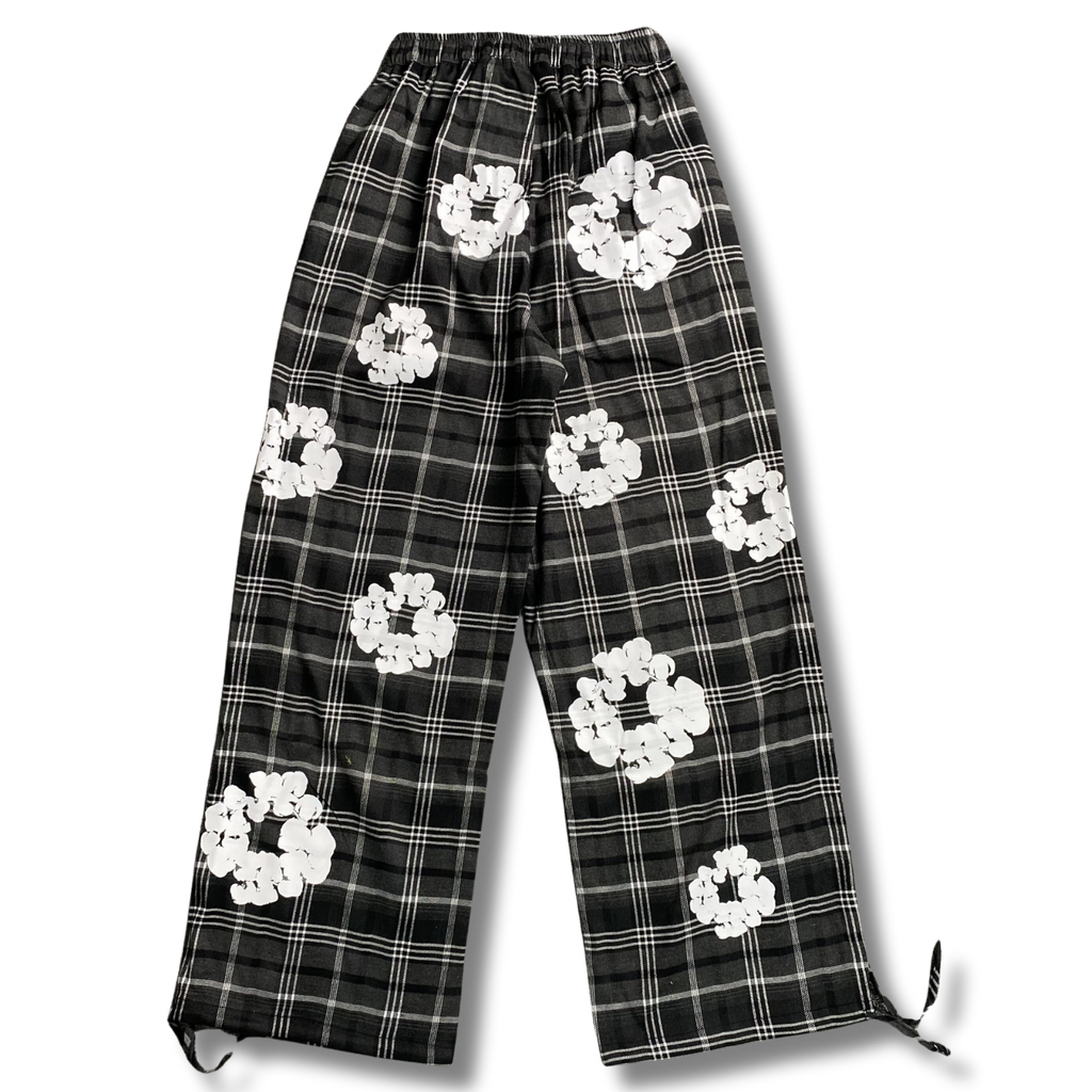 D Tears Pants Chequered gray w black