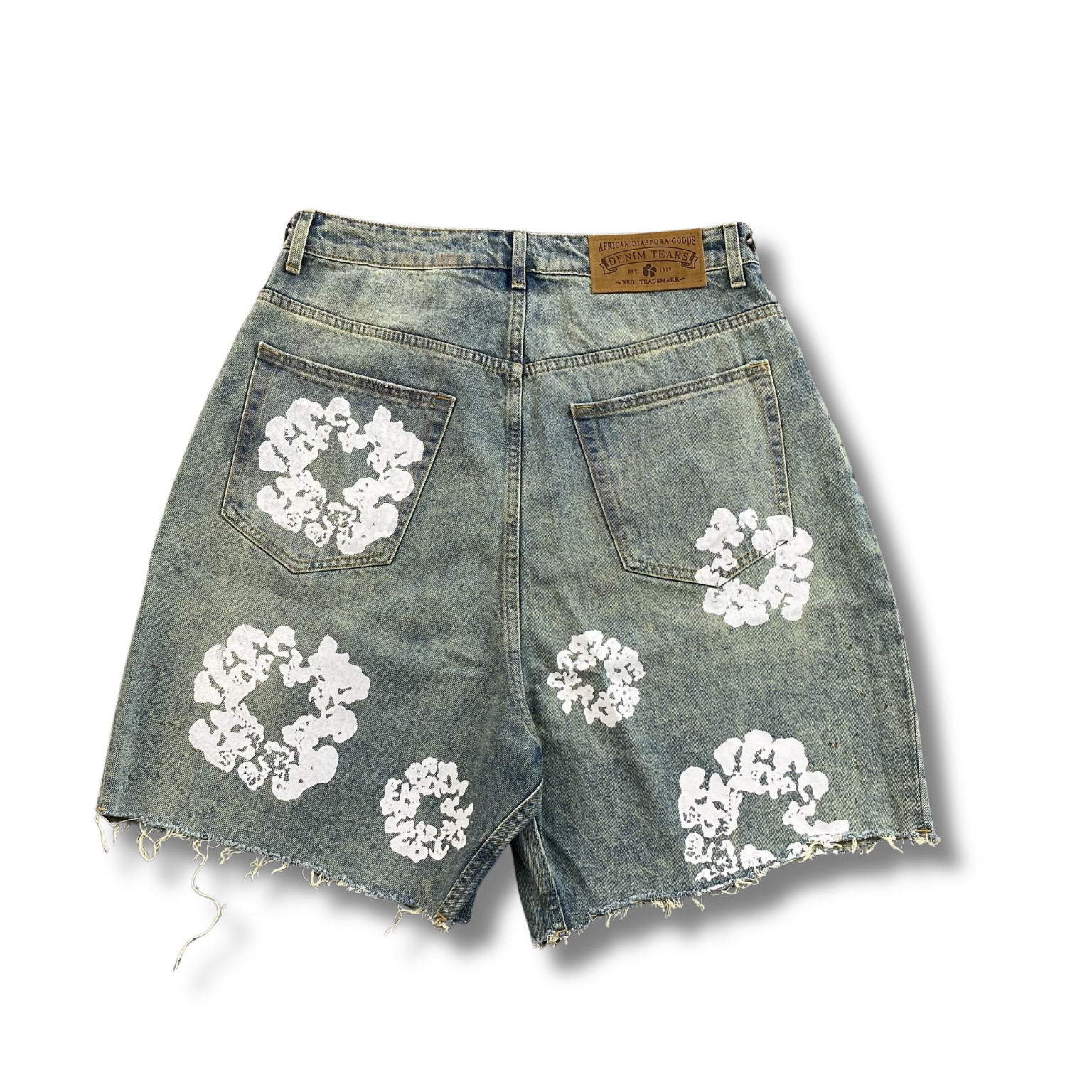 D Tears denim shorts knee length greenish