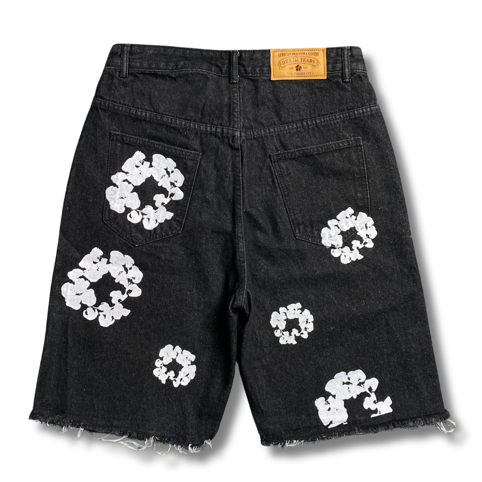D Tears denim shorts knee length black