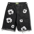 D Tears denim shorts knee length black