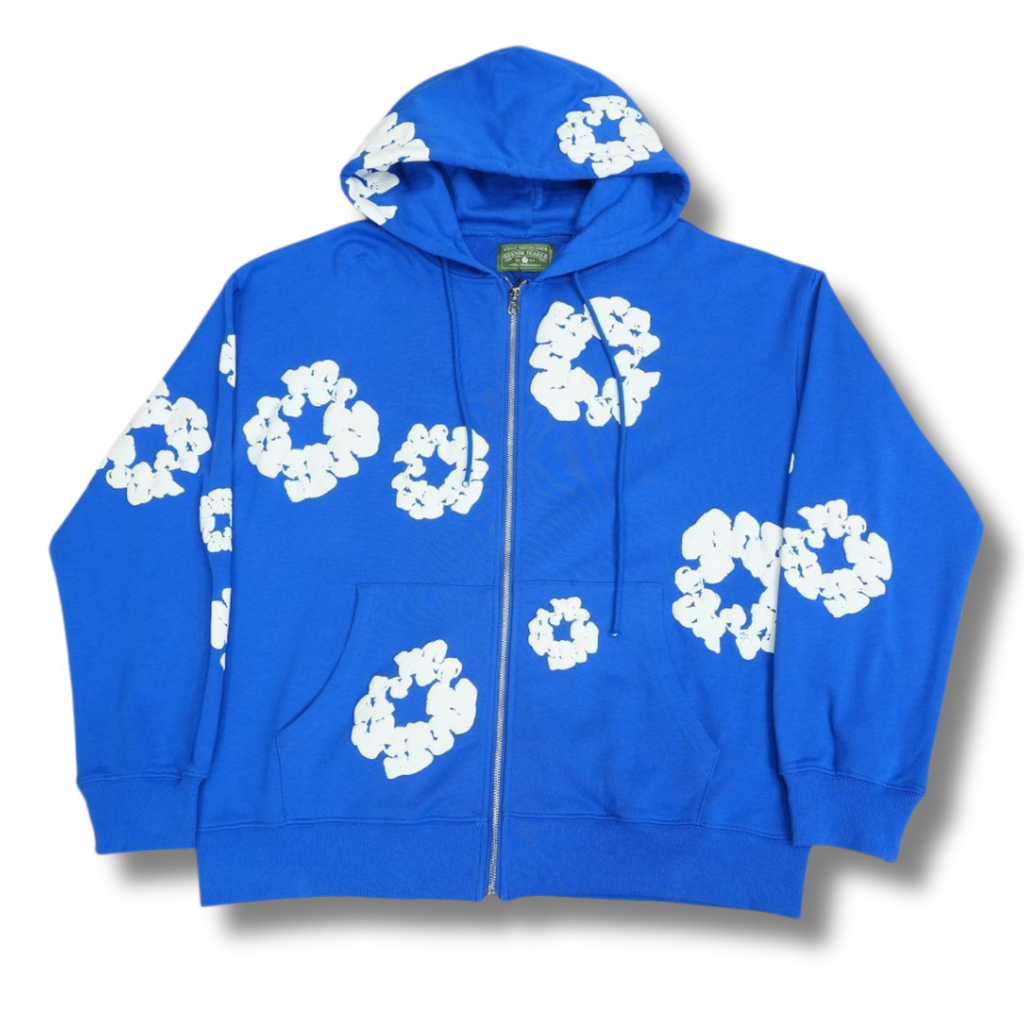 D Tears zip up Hoodie blue