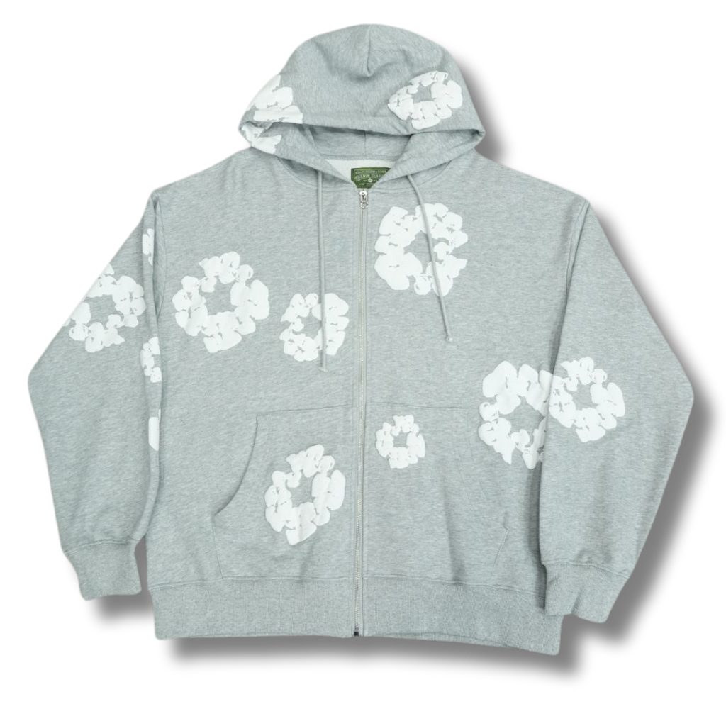 D Tears zip up Hoodie gray