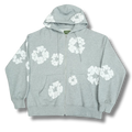 D Tears zip up Hoodie gray