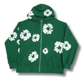 D Tears zip up Hoodie green