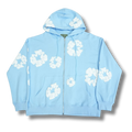 D Tears zip up Hoodie light blue