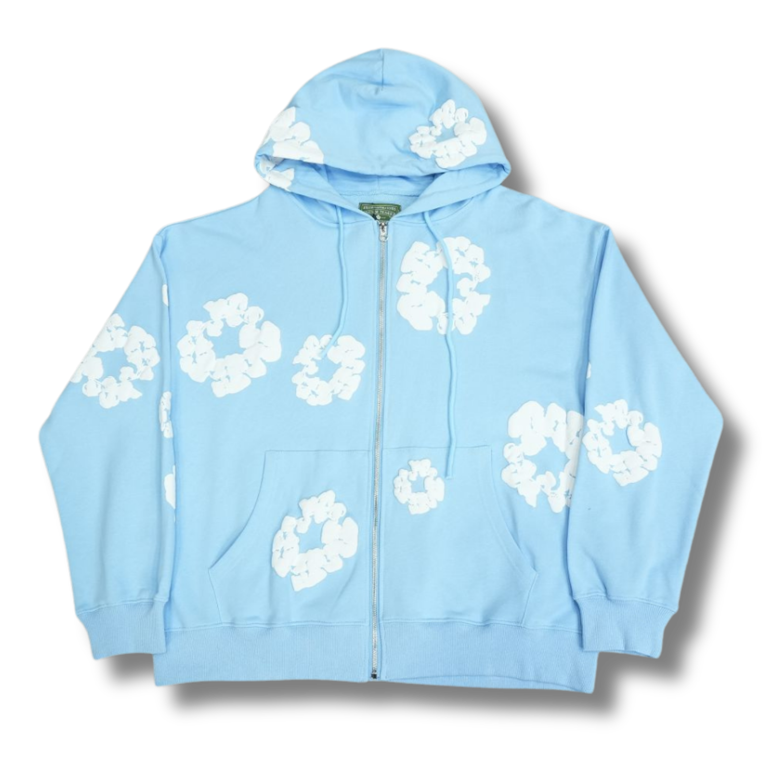 D Tears zip up Hoodie light blue