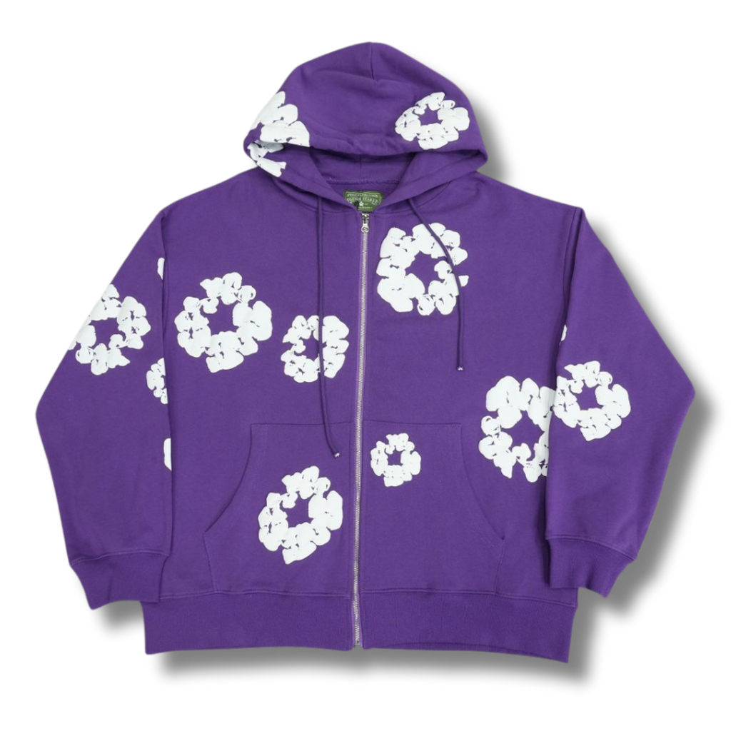 D Tears zip up Hoodie purple