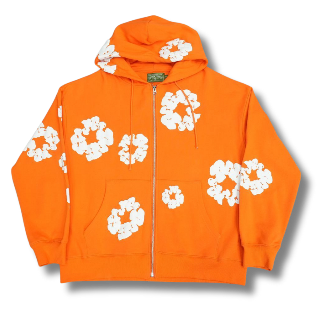 D Tears zip up Hoodie orange