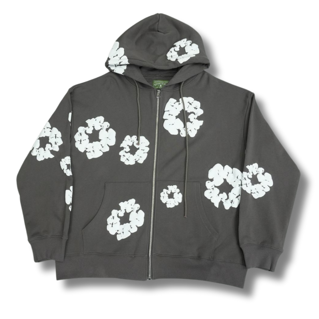 D Tears zip up Hoodie gray