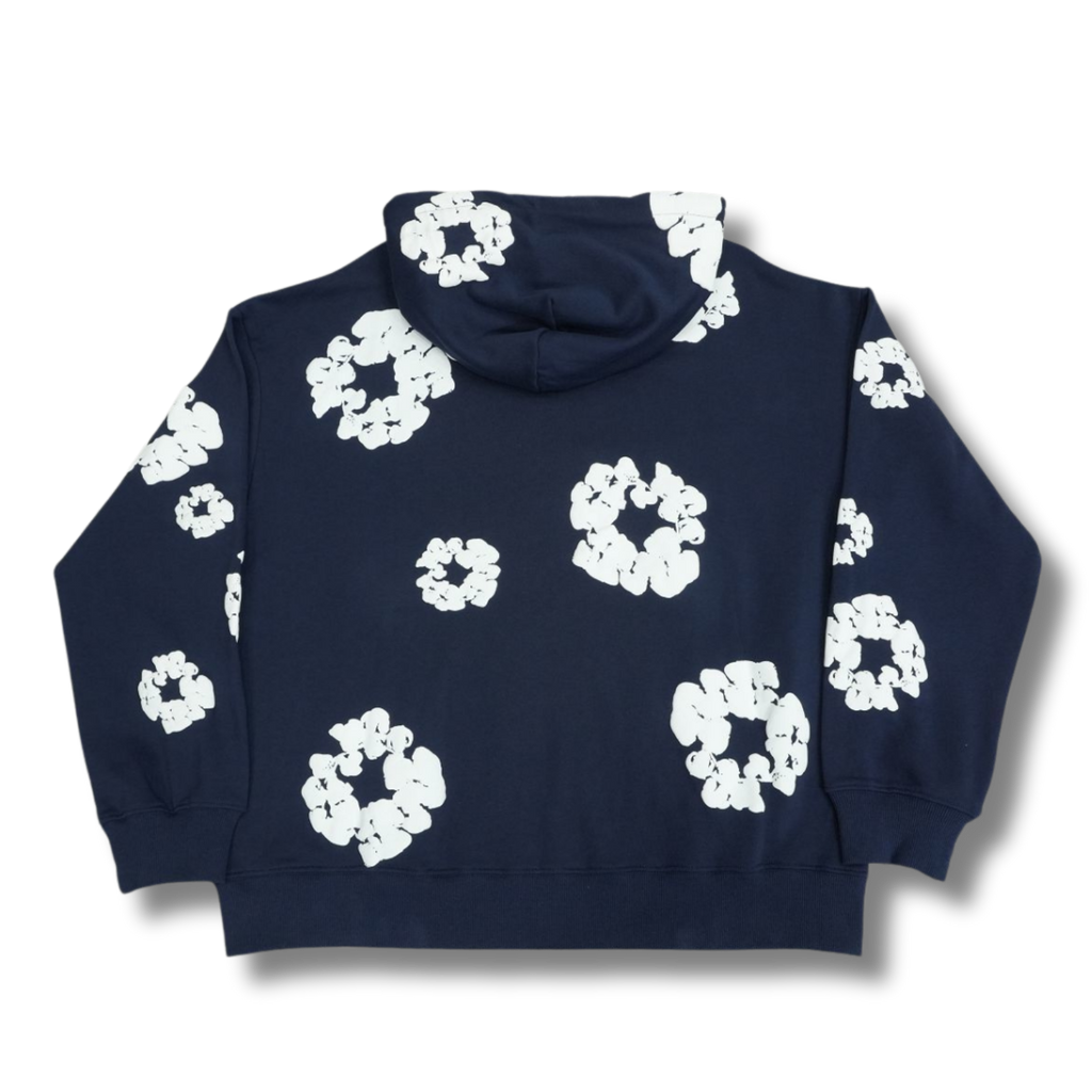 D Tears zip up Hoodie navy