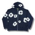 D Tears zip up Hoodie navy