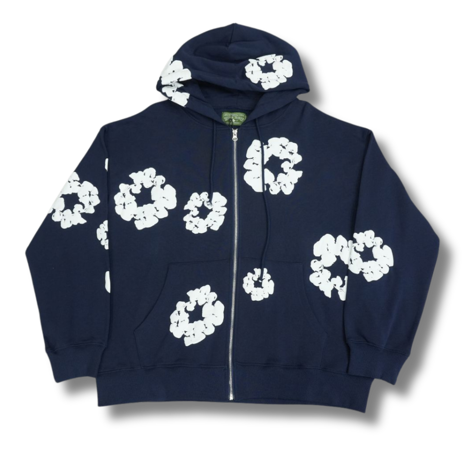 D Tears zip up Hoodie navy