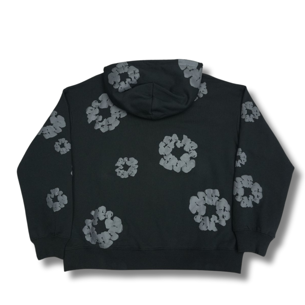 D Tears zip up Hoodie black w gray