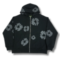 D Tears zip up Hoodie black w gray