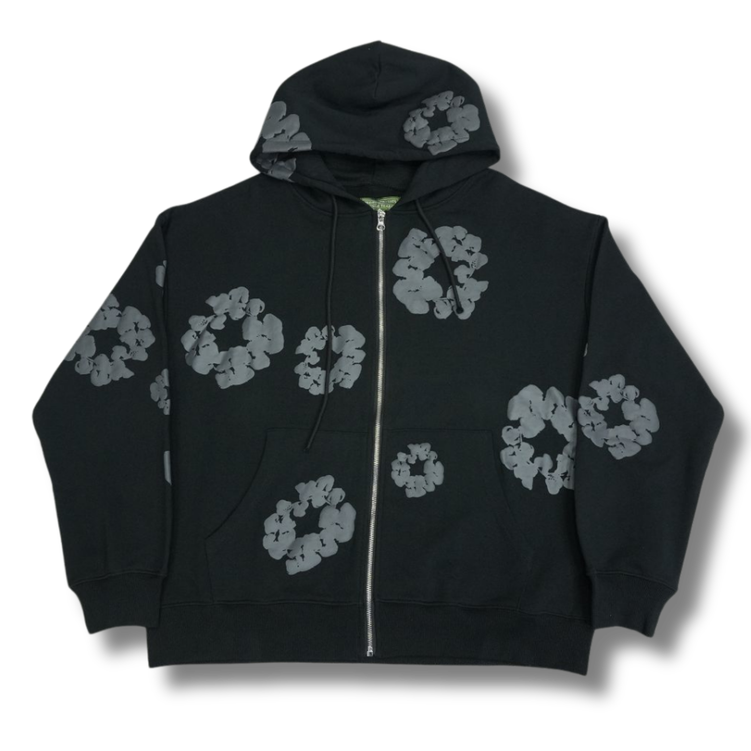 D Tears zip up Hoodie black w gray