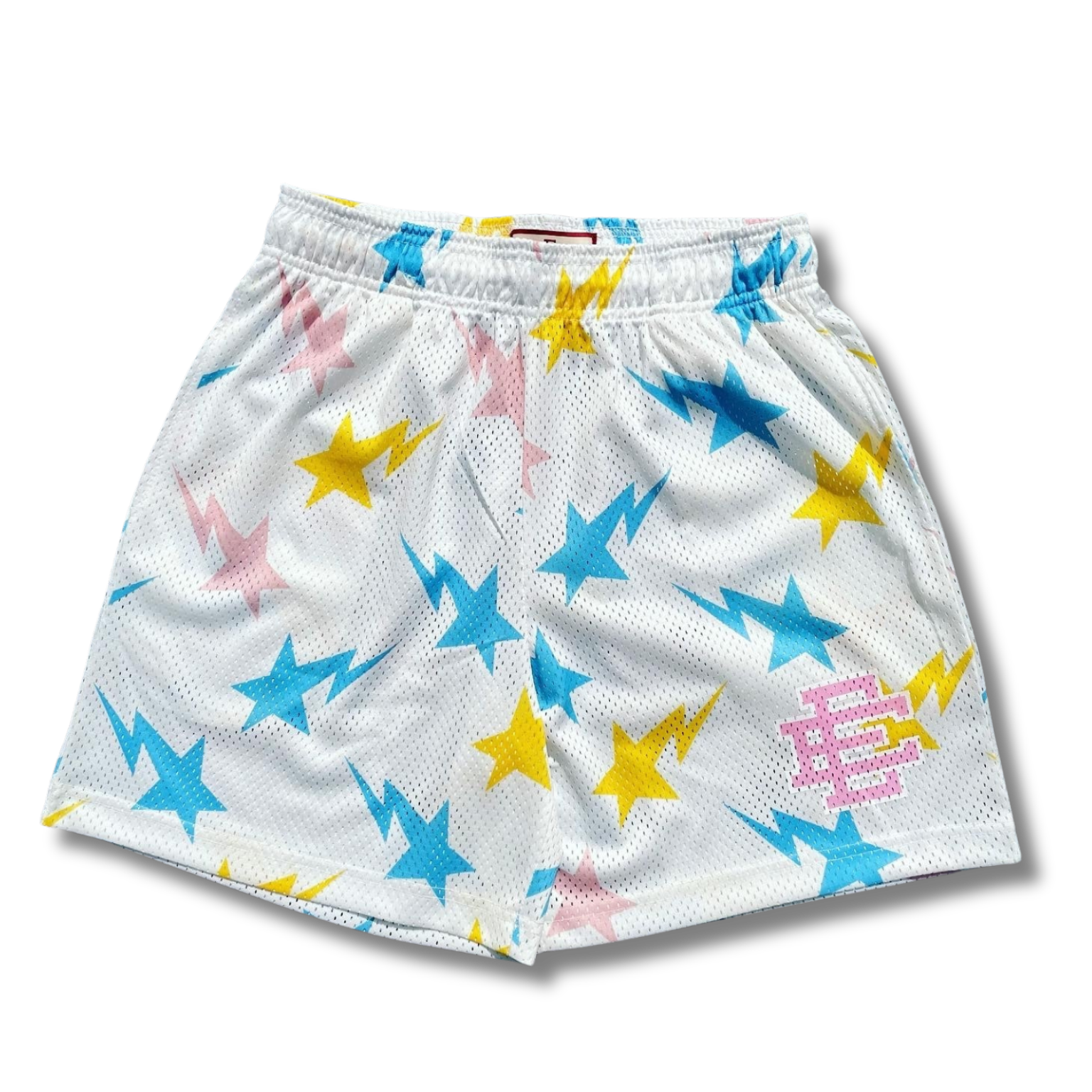 Eric E shorts x Bape Stars yellow w blue