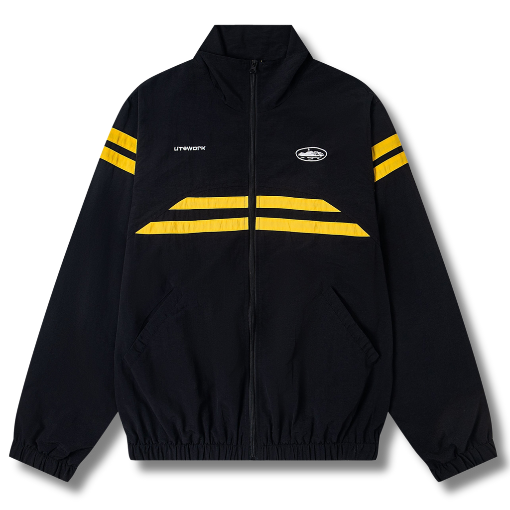 Cortez Jacket Black w Yellow Stripes