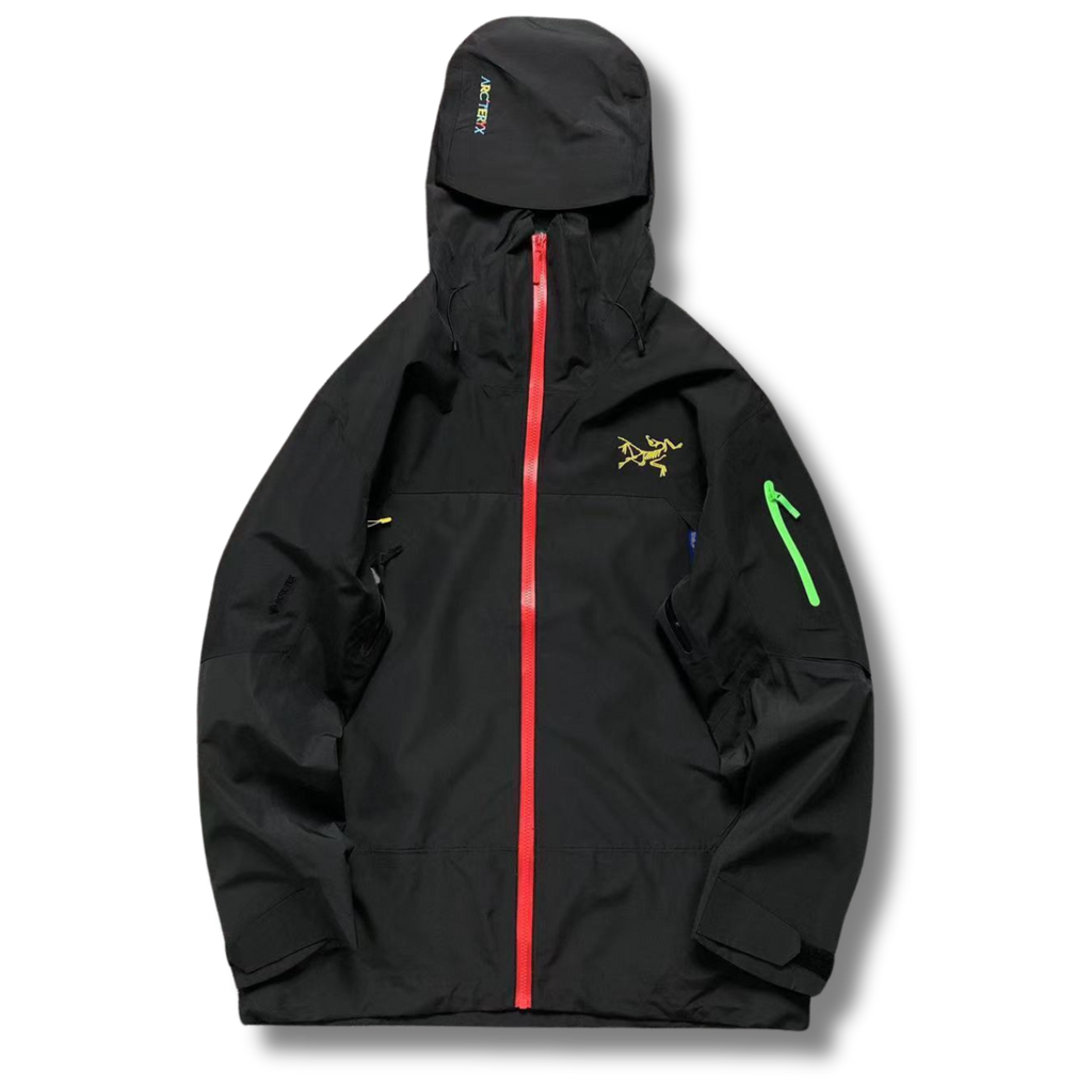 Arc' Jacket Black with Multi color zippers