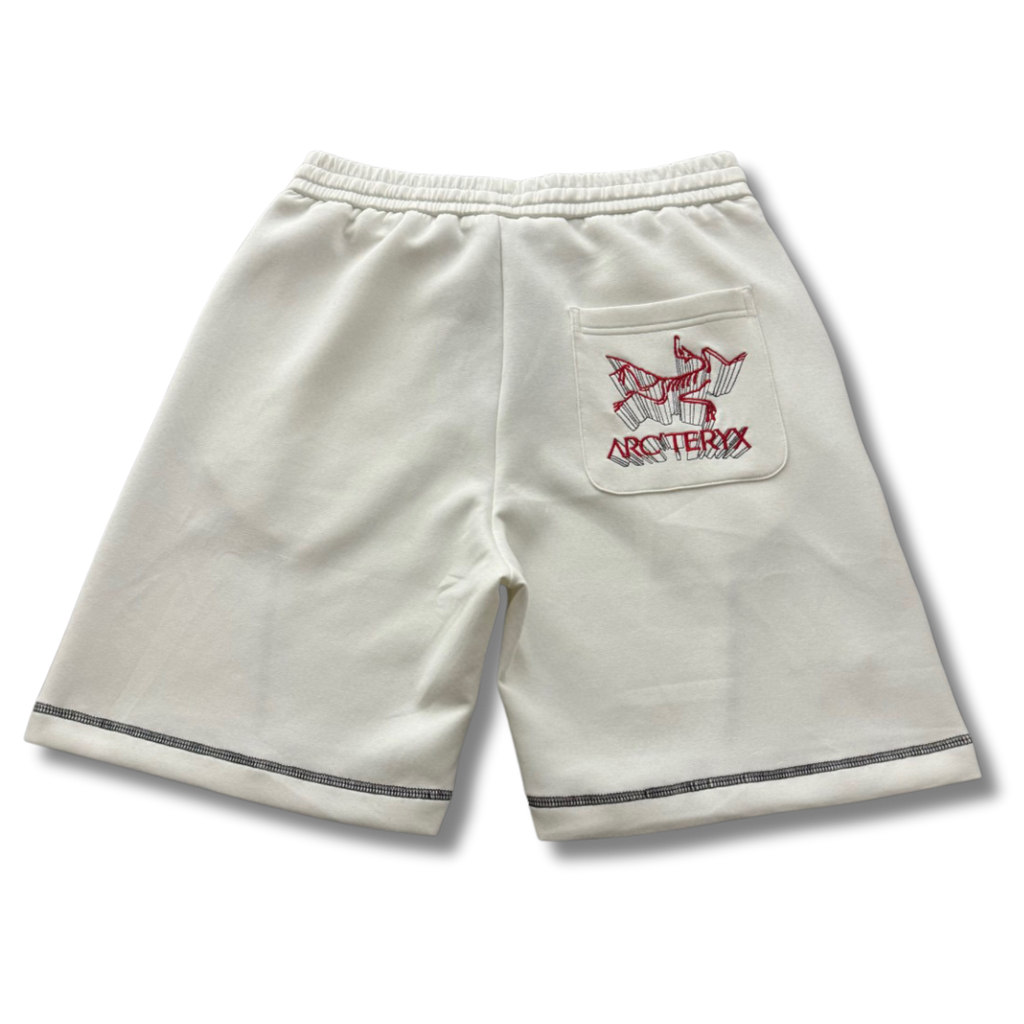 Arc' Shorts White w Red