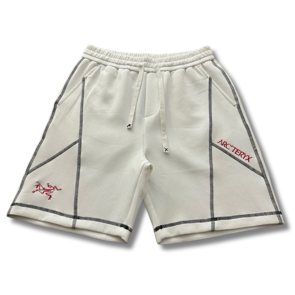 Arc' Shorts White w Red