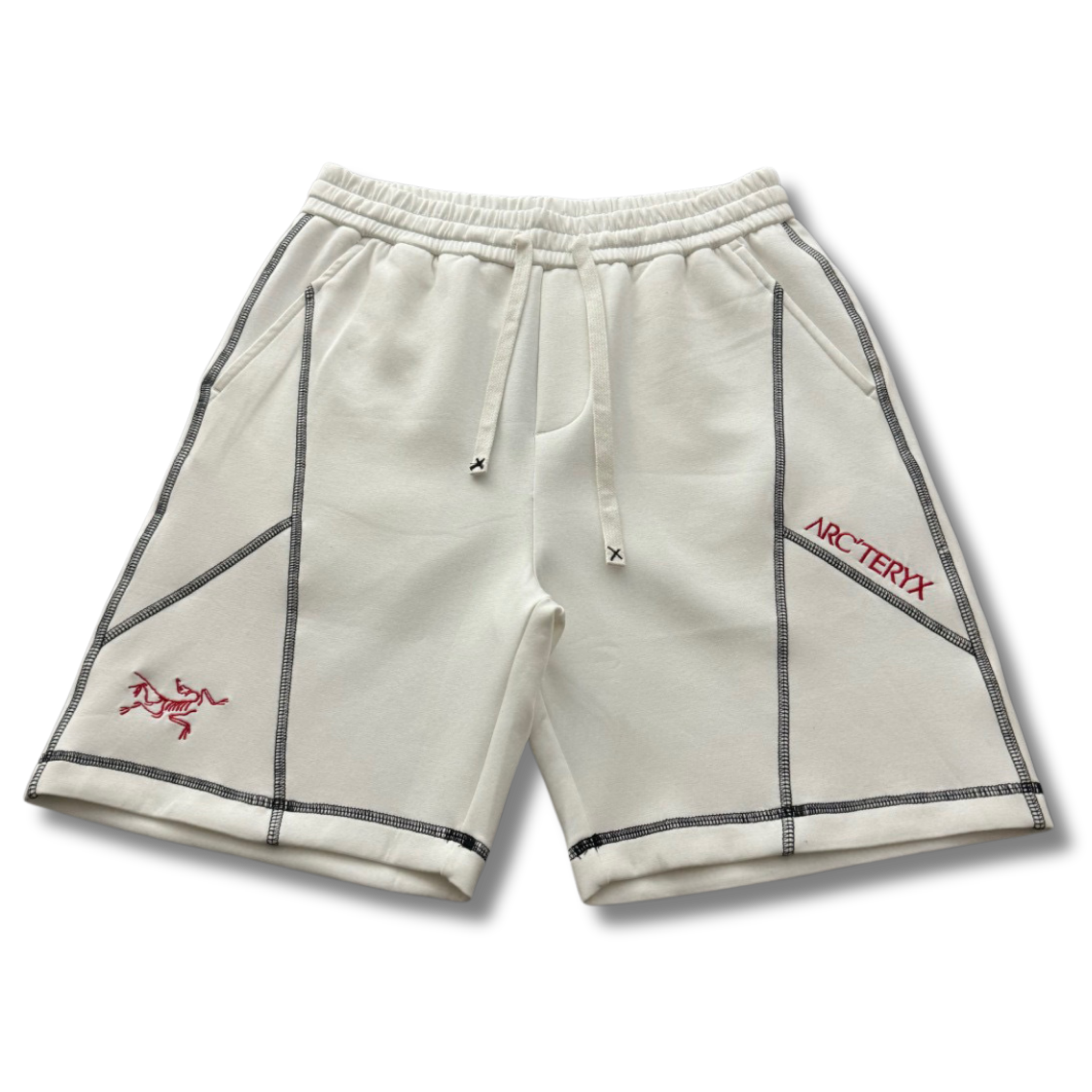 Arc' Shorts White w Red
