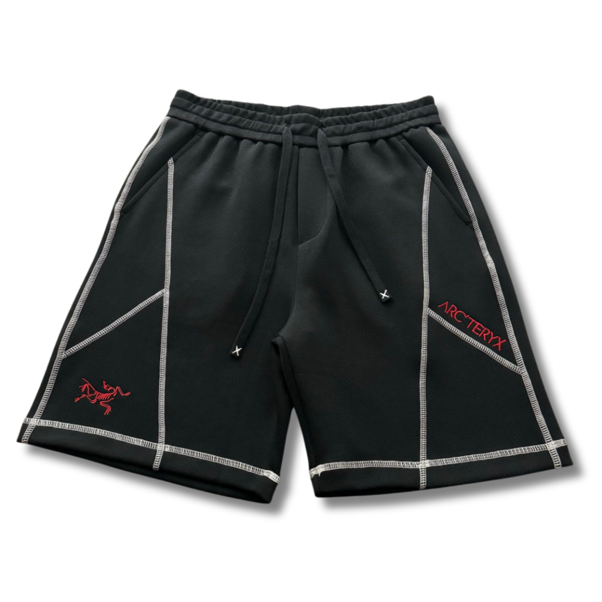Arc' Shorts Black w Red