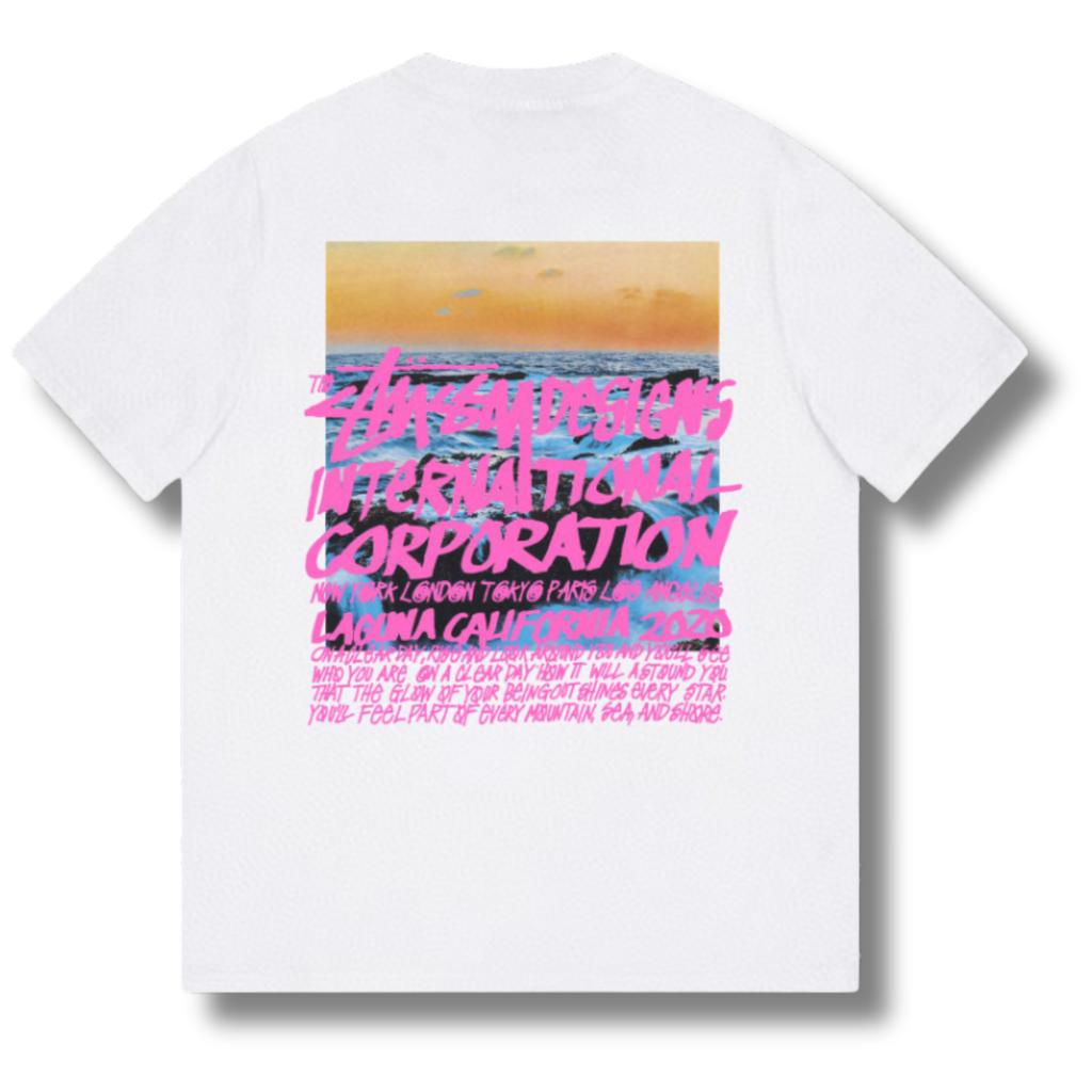 Stu T-shirt White w Pink