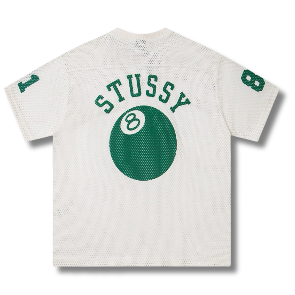 Stu T-shirt White w Green Mesh