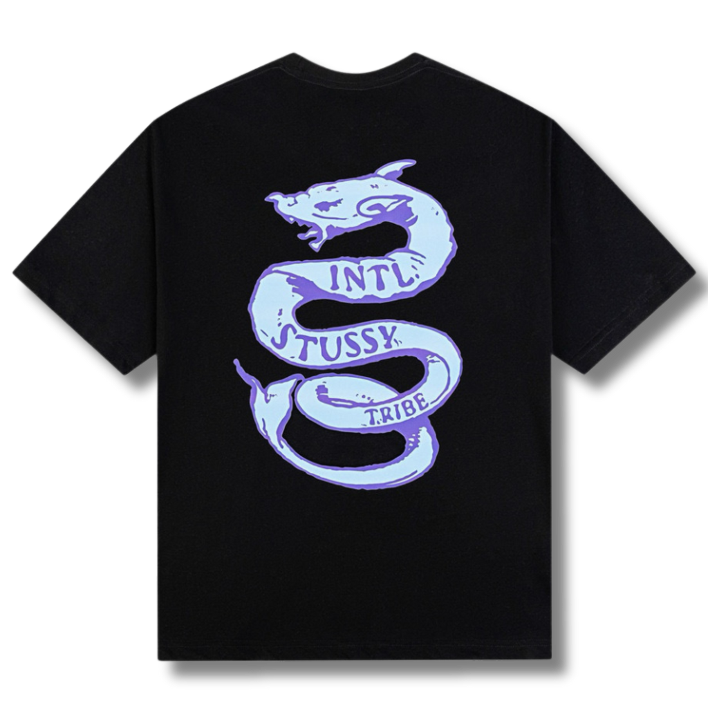 Stu T-shirt Black w Blue Dragon