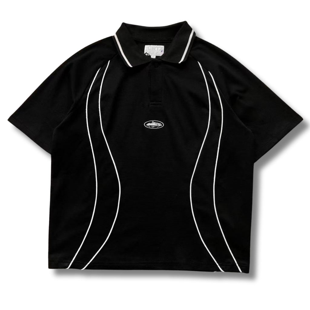 Cortez Tracksuit black w white lines